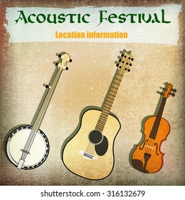 Acoustic festival flyer for a folk music event