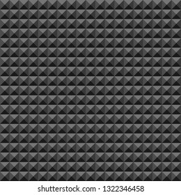 Acoustic foam rubber wall pattern, Dark seamless background with pyramid and triangle texture for sound studio recording, Vector illustration.