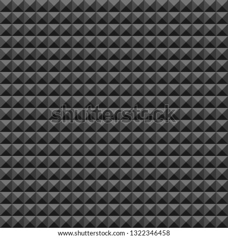 Acoustic foam rubber wall pattern, Dark seamless background with pyramid and triangle texture for sound studio recording, Vector illustration.