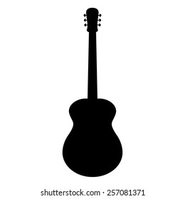 Acoustic gitar vector icon - black illustration