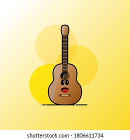 The Acoustic Guitar 1 Flat Design and cute with background