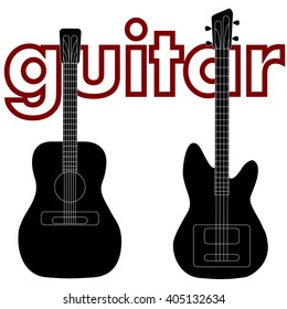 acoustic guitar and bass guitar