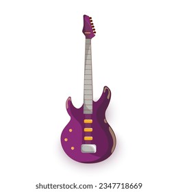 Acoustic guitar, bass guitar, electric guitar. Vector illustration. Cartoon style.