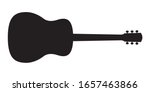 Acoustic guitar black silhouette. Music instrument icon. Vector illustration.