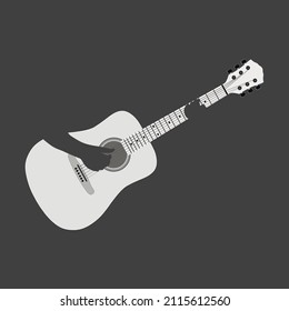 Acoustic guitar black silhouette. Music instrument icon. Vector illustration.
