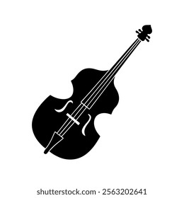 Acoustic guitar black silhouette. Music instrument icon. Vector illustration.