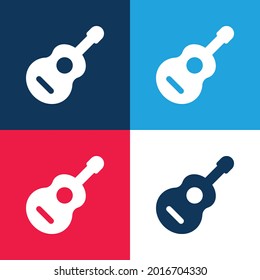 Acoustic Guitar blue and red four color minimal icon set