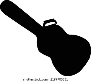 Acoustic Guitar Case Silhouette On A White Background. Guitar Case Sign. Flat Style.