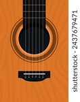 Acoustic guitar close up poster. World music day. Music party poster template. Vector stock