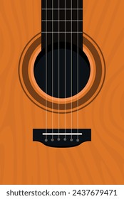 Acoustic guitar close up poster. World music day. Music party poster template. Vector stock