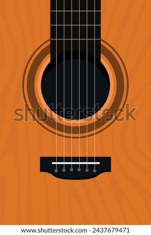 Acoustic guitar close up poster. World music day. Music party poster template. Vector stock