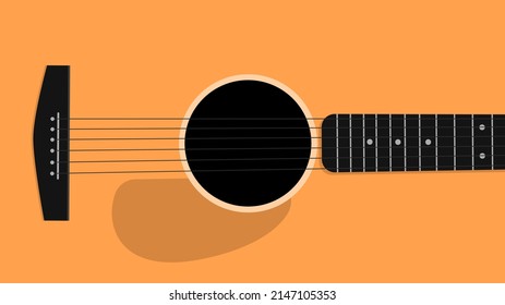 Acoustic guitar close-up, EPS 10 vector illustration. Minimalist guitar background.