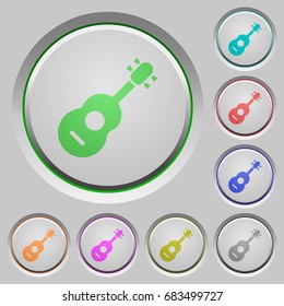 Acoustic guitar color icons on sunk push buttons