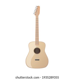 Acoustic guitar concept. Vector flat illustration. Isolated on white background.