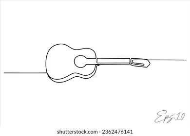Acoustic guitar continuous line art drawing