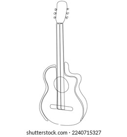 
acoustic guitar continuous line drawing vector illustration