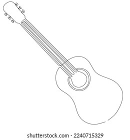 
acoustic guitar continuous line drawing vector illustration