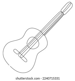 
acoustic guitar continuous line drawing vector illustration