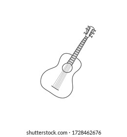 Acoustic Guitar Doodle. Black-white vector hand-drawn illustration. leisure and hobby guitar
