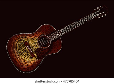 Acoustic guitar drawing