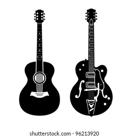 Acoustic guitar and electric guitar
