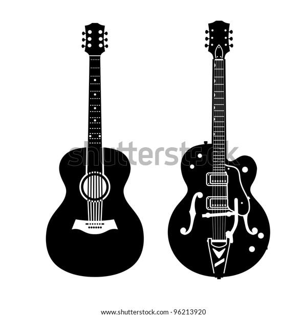 Acoustic guitar and electric\
guitar