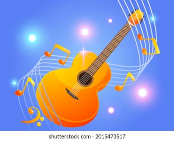 Acoustic Guitar Elegant Musical Notes Music Stock Vector (Royalty Free ...