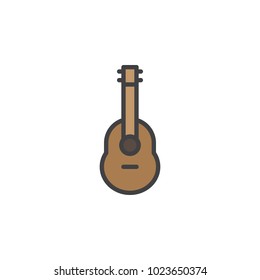 Acoustic guitar filled outline icon, line vector sign, linear colorful pictogram isolated on white. Ukulele symbol, logo illustration. Pixel perfect vector graphics