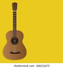 Acoustic guitar flat design isolated vector illustration
