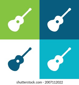 Acoustic Guitar Flat four color minimal icon set