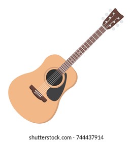 Acoustic guitar flat icon, music and instrument, sound sign vector graphics, a colorful solid pattern on a white background, eps 10.