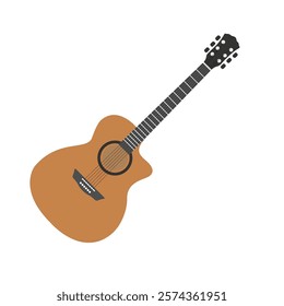 Acoustic Guitar Flat Illustration. Clean Icon Design Element on Isolated White Background