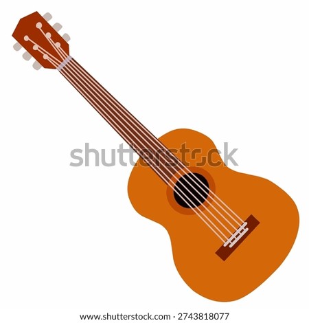 Acoustic guitar in flat style for music and entertainment theme. Ideal for posters, album covers, branding, stickers, and creative media designs.