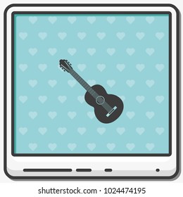 Acoustic guitar flat vector icon.