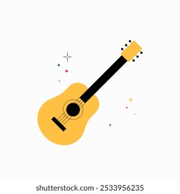 Guitarra Acústica Em Ilustração De Vetor Plano Simbolizando Música, Entretenimento E Criatividade, Isolada Em Fundo Branco