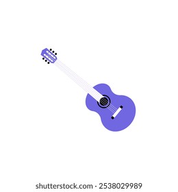 Guitarra Acústica Em Ilustração De Vetor Plano Simbolizando Música, Criatividade E Performance, Isolada Em Fundo Branco