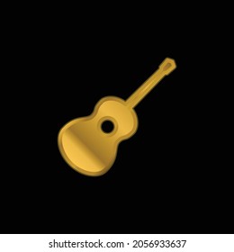 Acoustic Guitar gold plated metalic icon or logo vector