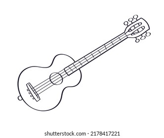 Acoustic guitar hand drawn doodle cartoon line sketch vector illustration