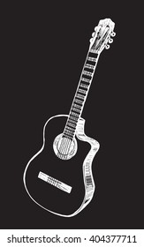 Acoustic guitar. Hand drawn vector illustration