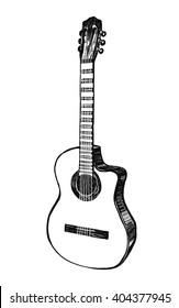 Acoustic guitar. Hand drawn vector illustration