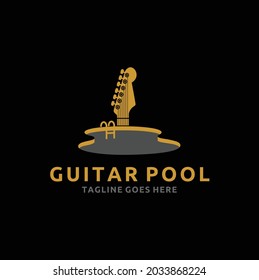 Cabezal de guitarra acústica con piscina en forma de logotipo de guitarra