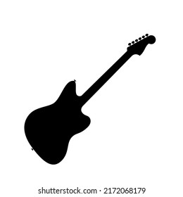 Acoustic guitar icon. Black silhouette of guitar. Music instrument icon isolated. Vector illustration.