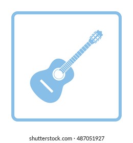 Acoustic guitar icon. Blue frame design. Vector illustration.