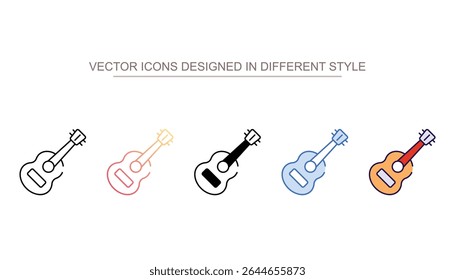 Design de ícone de guitarra acústica com ilustração de estoque de fundo branco