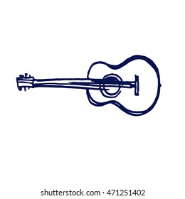 acoustic guitar icon doodle hand drawn sketch