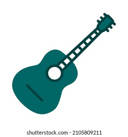 Acoustic Guitar Icon. Editable Bold Outline With Color Fill Design. Vector Illustration.