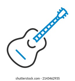 Acoustic Guitar Icon. Editable Bold Outline With Color Fill Design. Vector Illustration.