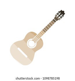 Acoustic guitar icon. Flat color design. Vector illustration.