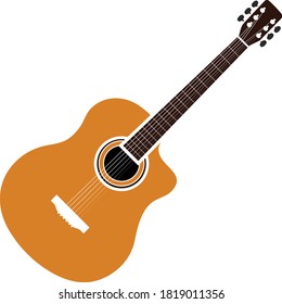 Acoustic Guitar Icon. Flat Color Design. Vector Illustration.