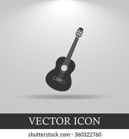 Acoustic guitar icon. Flat design style eps 10